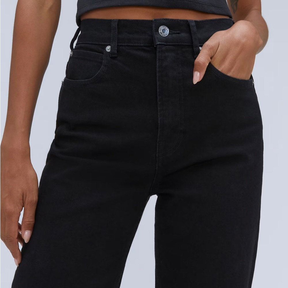 Everlane high rise cropped raw hem black jean